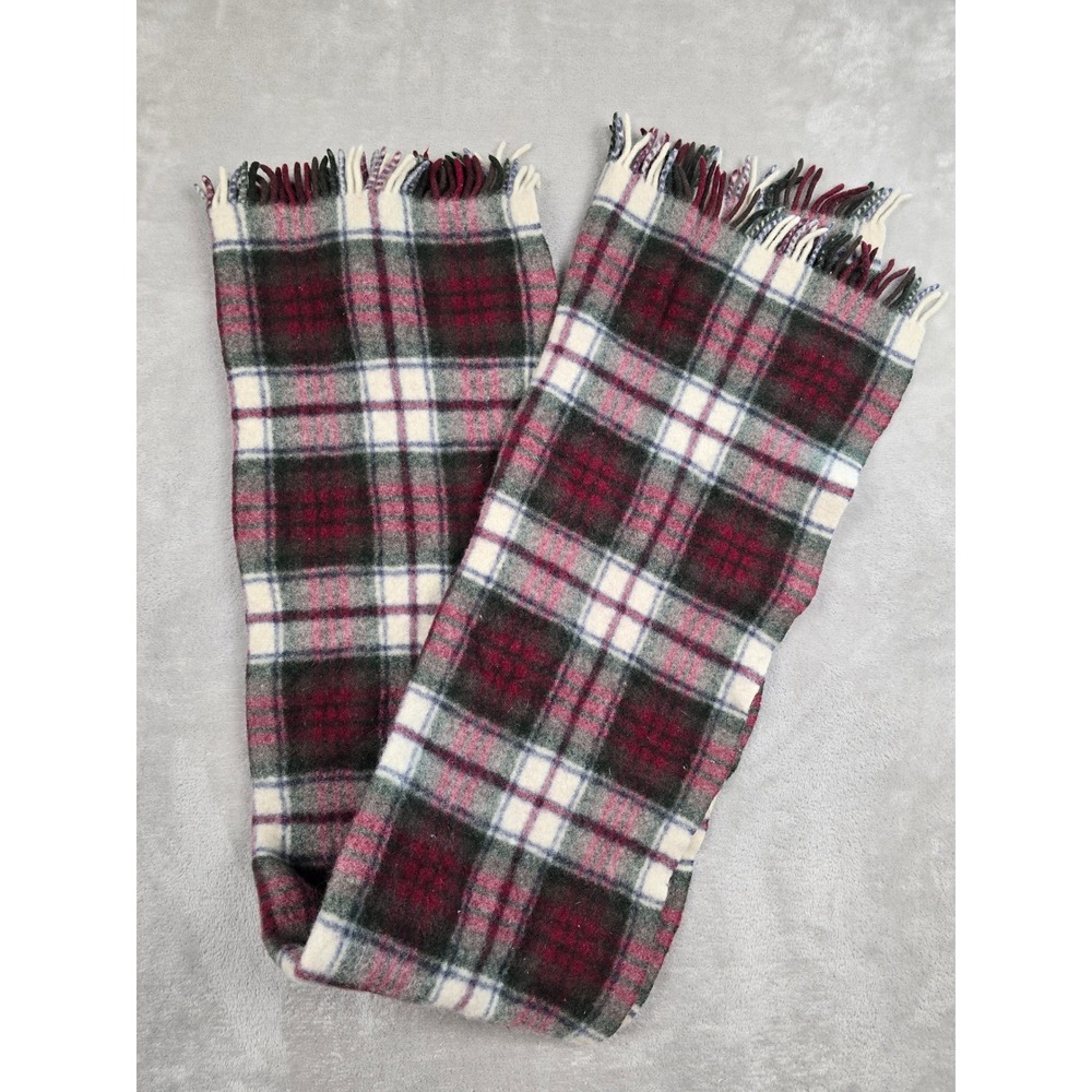 Johnstons of Elgin Scarf Unisex OS Red Plaid 100% Lambswool Made in‎ Scotland